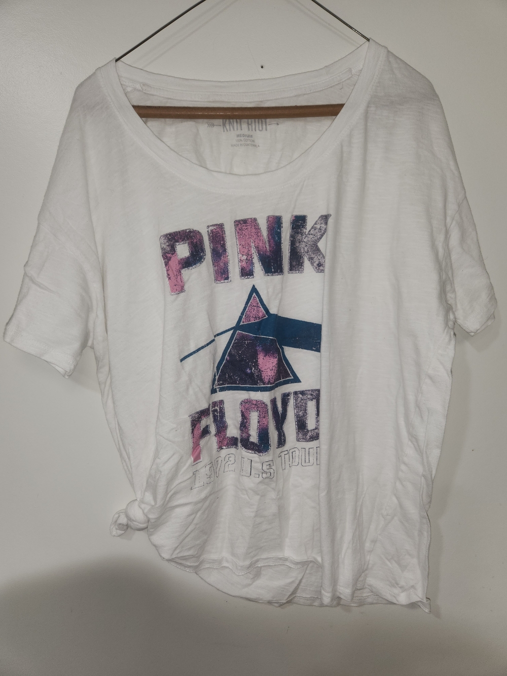 Pink Floyd White Tee with Pink & Blue Graphic